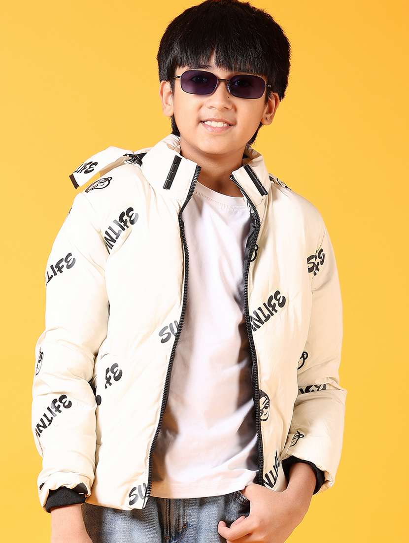 boys long sleeves printed quilted jacket - 21677723 -  Standard Image - 1