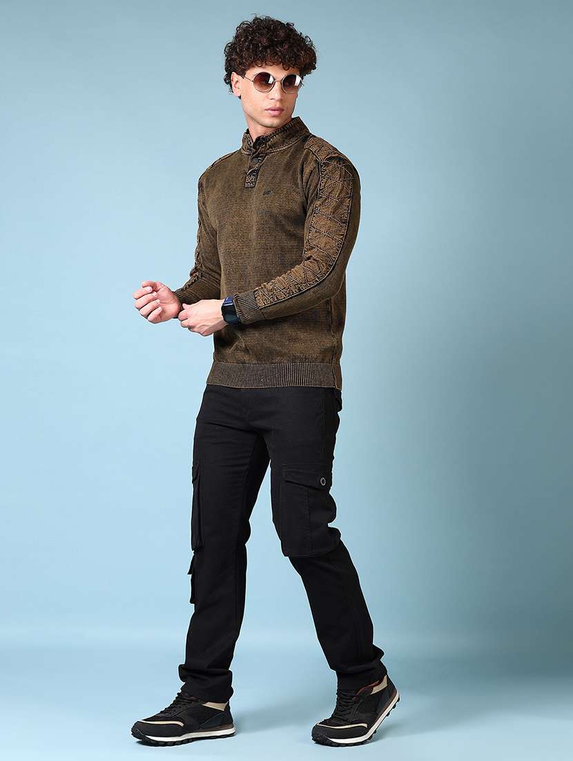 men solid stand collar pullover - 21677733 -  Standard Image - 4