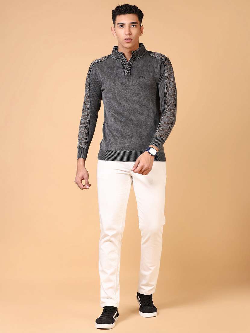 men solid stand collar pullover - 21677735 -  Standard Image - 4