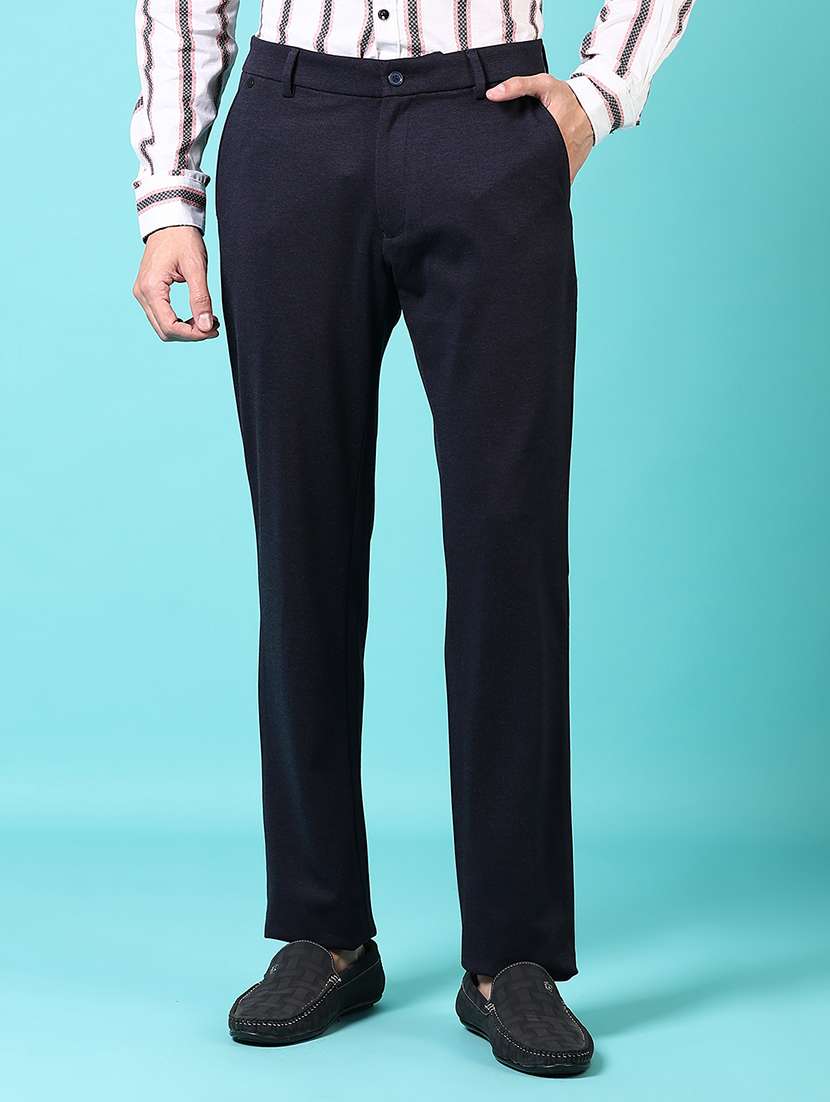 men solid flat front tailored trouser