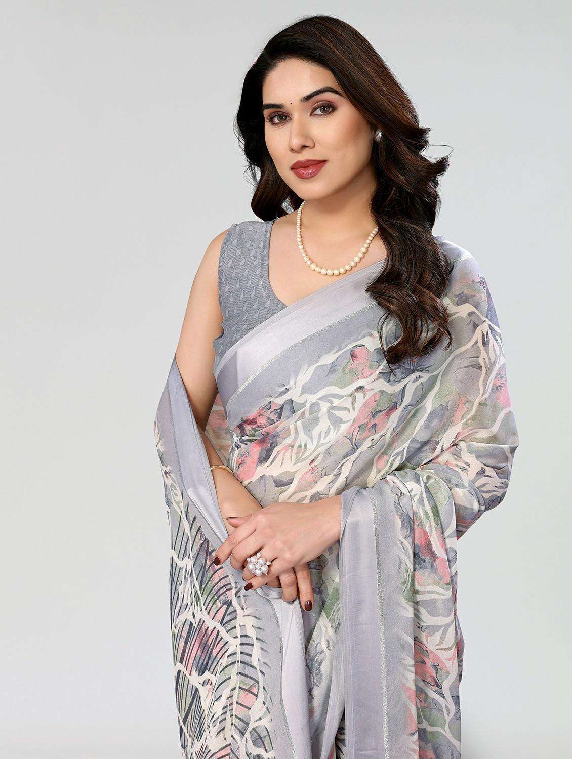 women floral printed saree with blouse - 21677798 -  Standard Image - 1