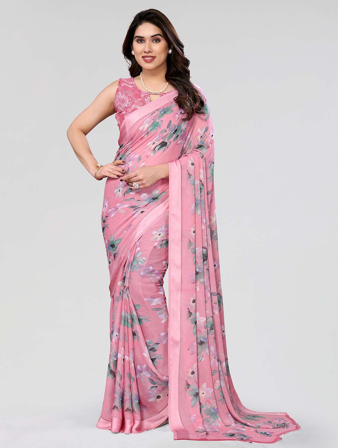 women floral printed saree with blouse - 21677800 -  Zoom Image - 0
