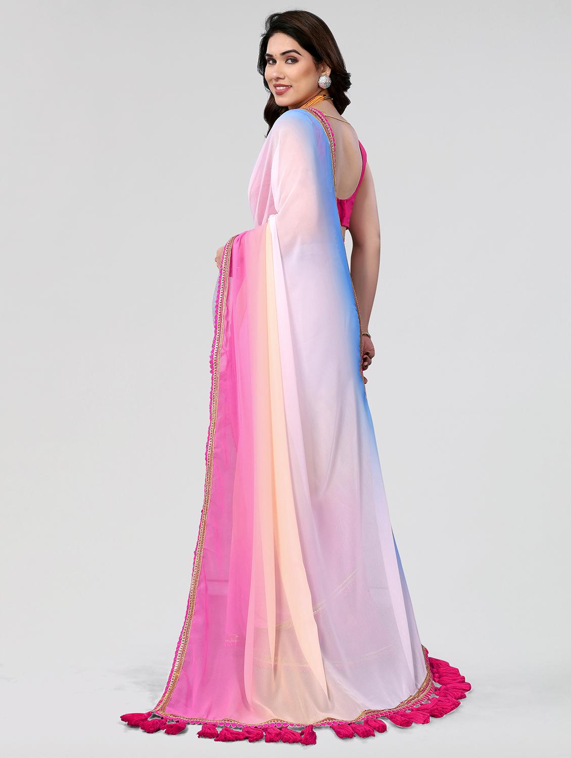 women ombre printed saree with blouse - 21677808 - Standard Image - 1