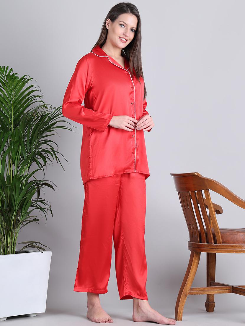 women solid nightwear pyjama set - 21677811 - Standard Image - 1