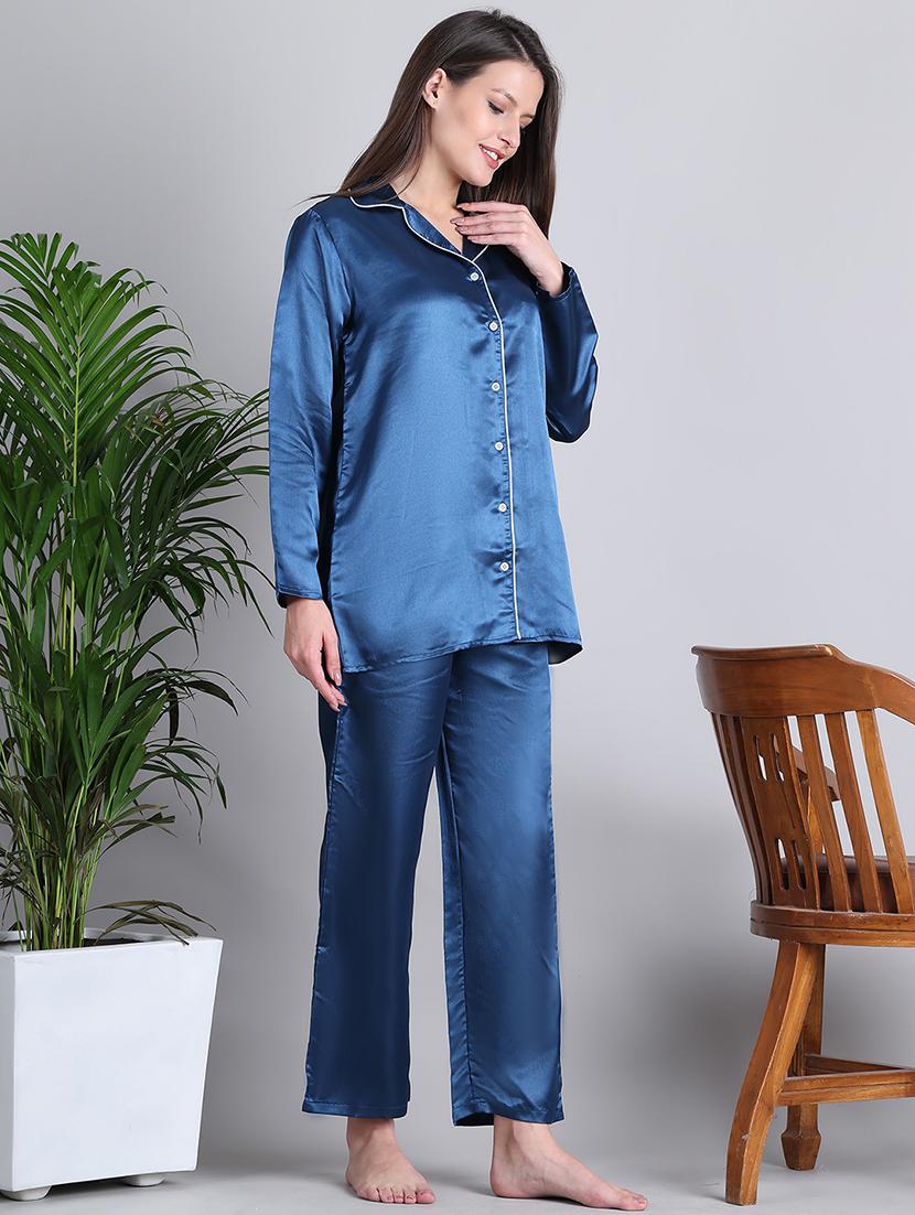 women solid nightwear pyjama set - 21677812 - Standard Image - 1