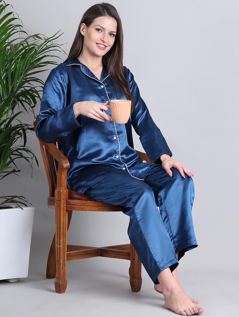 women solid nightwear pyjama set - 21677812 - Standard Image - 4
