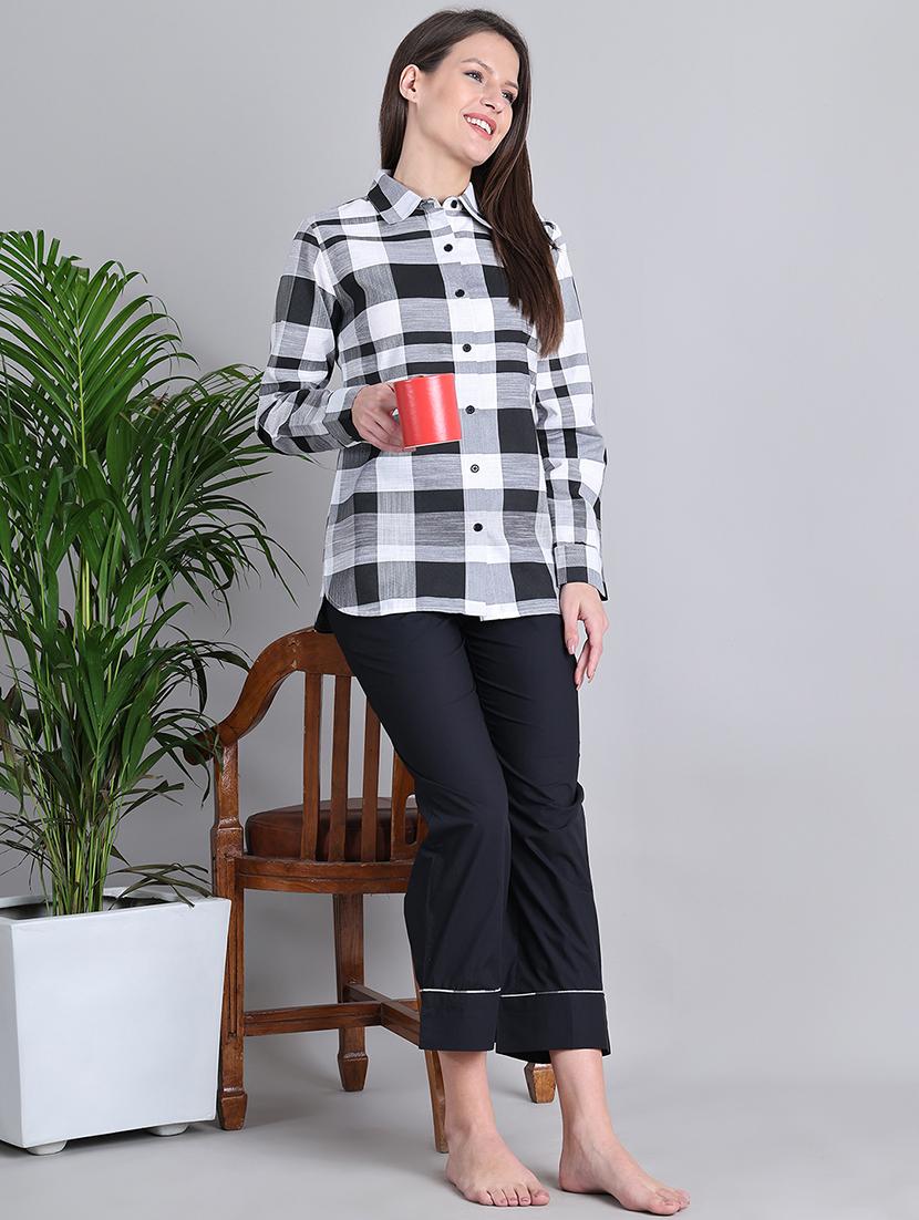 women checkered nightwear pyjama set - 21677814 - Standard Image - 4