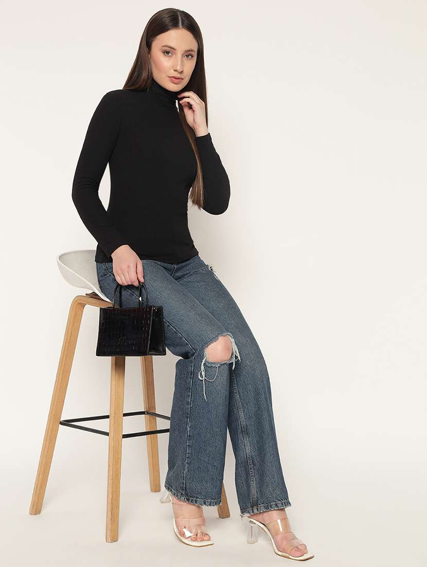 women solid high neck winter wear top - 21677821 -  Standard Image - 4