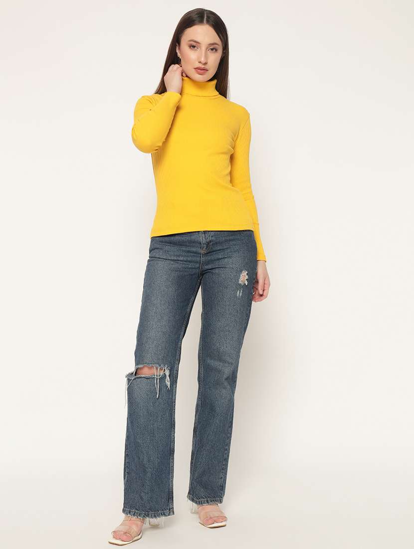 women solid high neck winter wear top - 21677822 -  Standard Image - 4