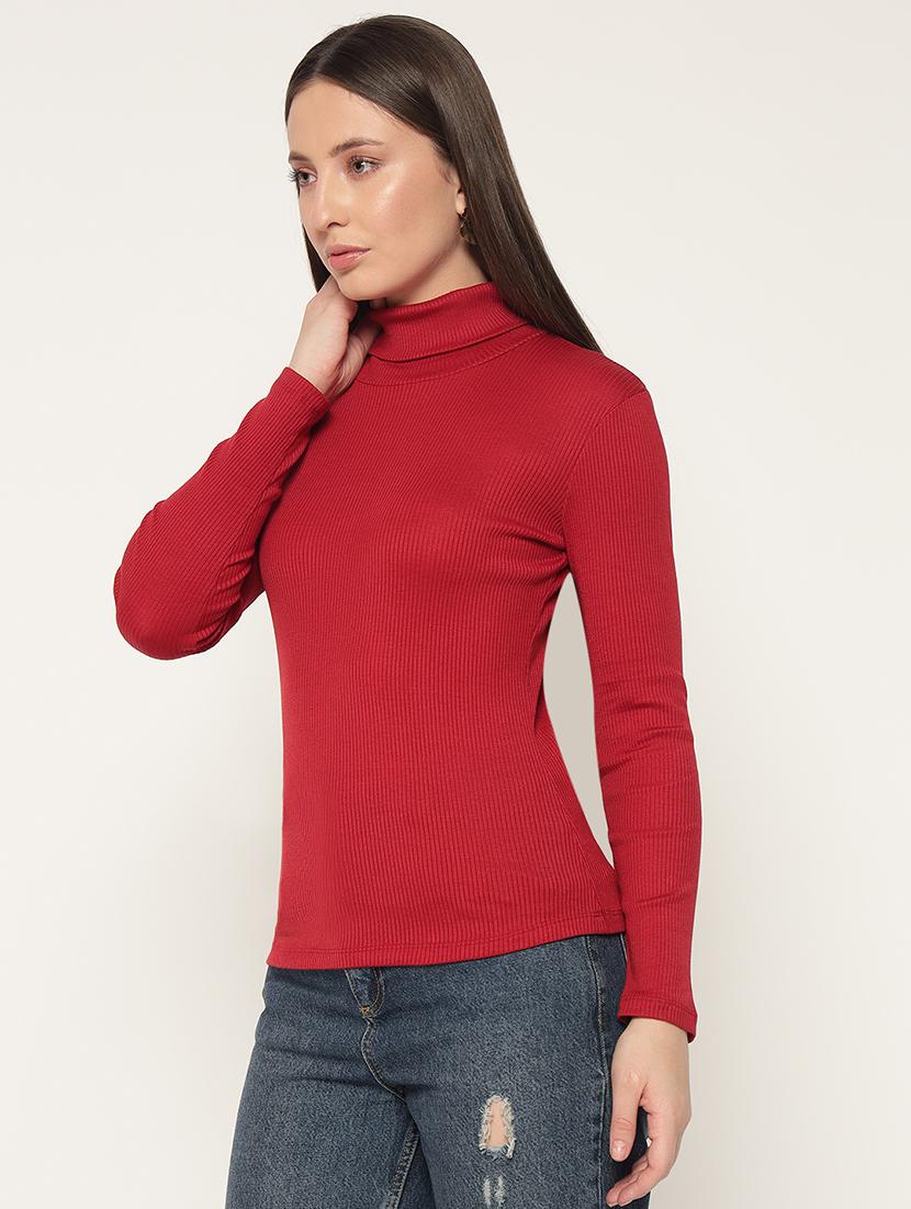 women solid high neck winter wear top - 21677823 - Standard Image - 1