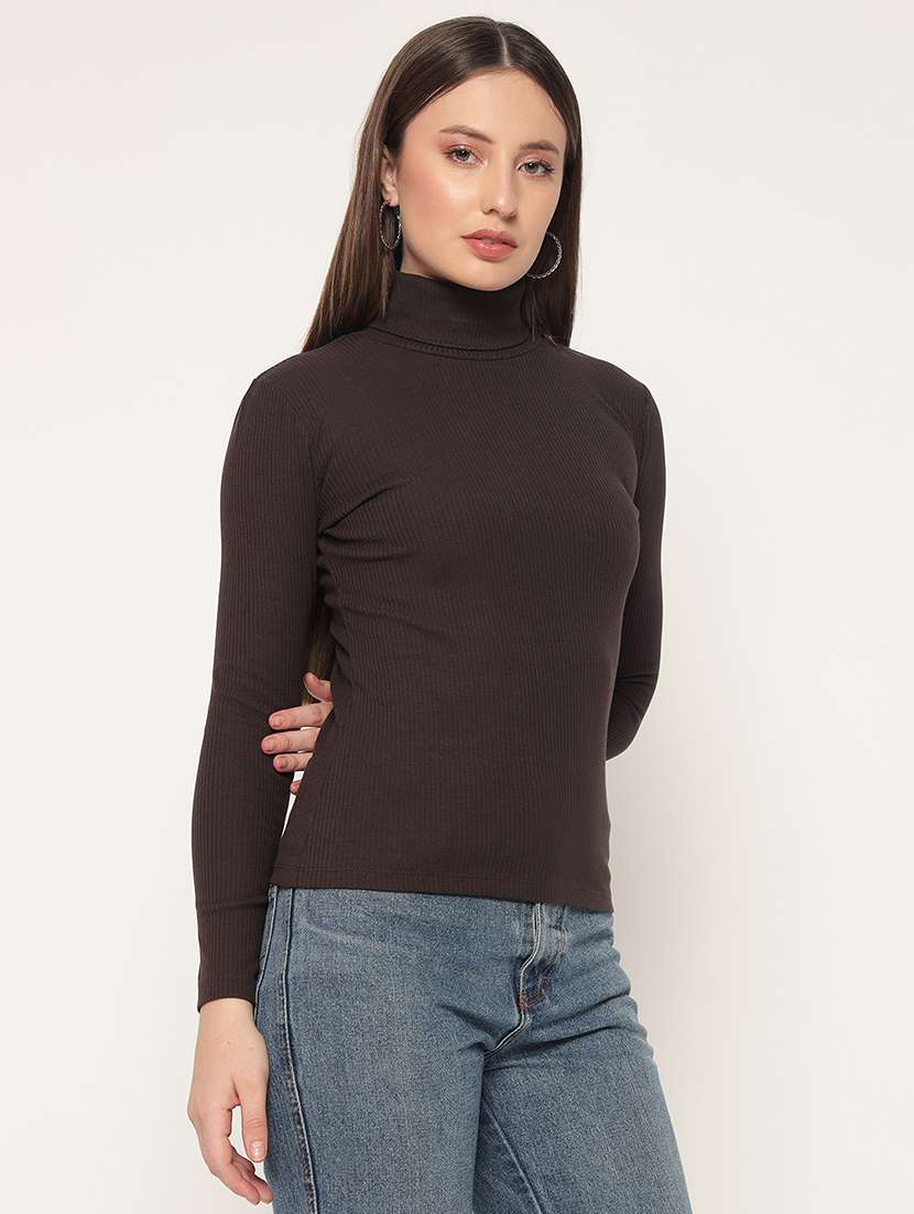 women solid high neck winter wear top - 21677825 -  Standard Image - 1