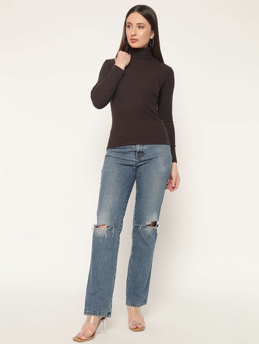 women solid high neck winter wear top - 21677825 -  Standard Image - 4