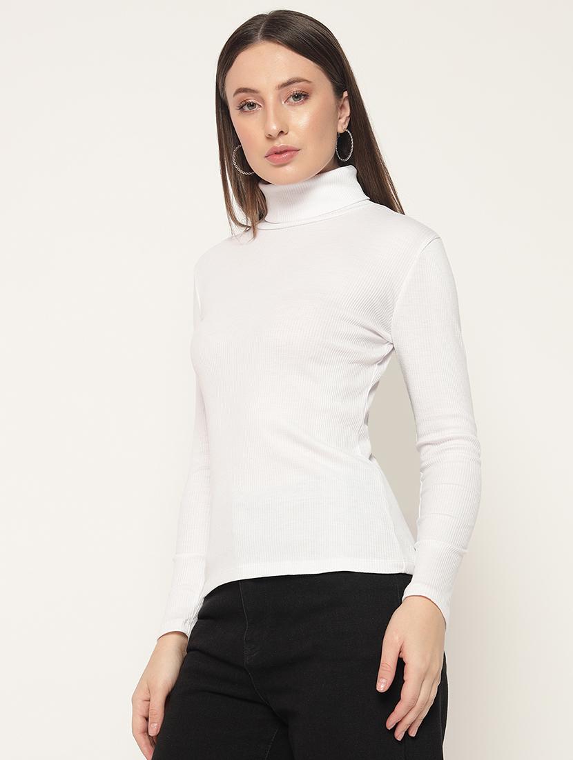 women solid high neck winter wear top - 21677826 - Standard Image - 1