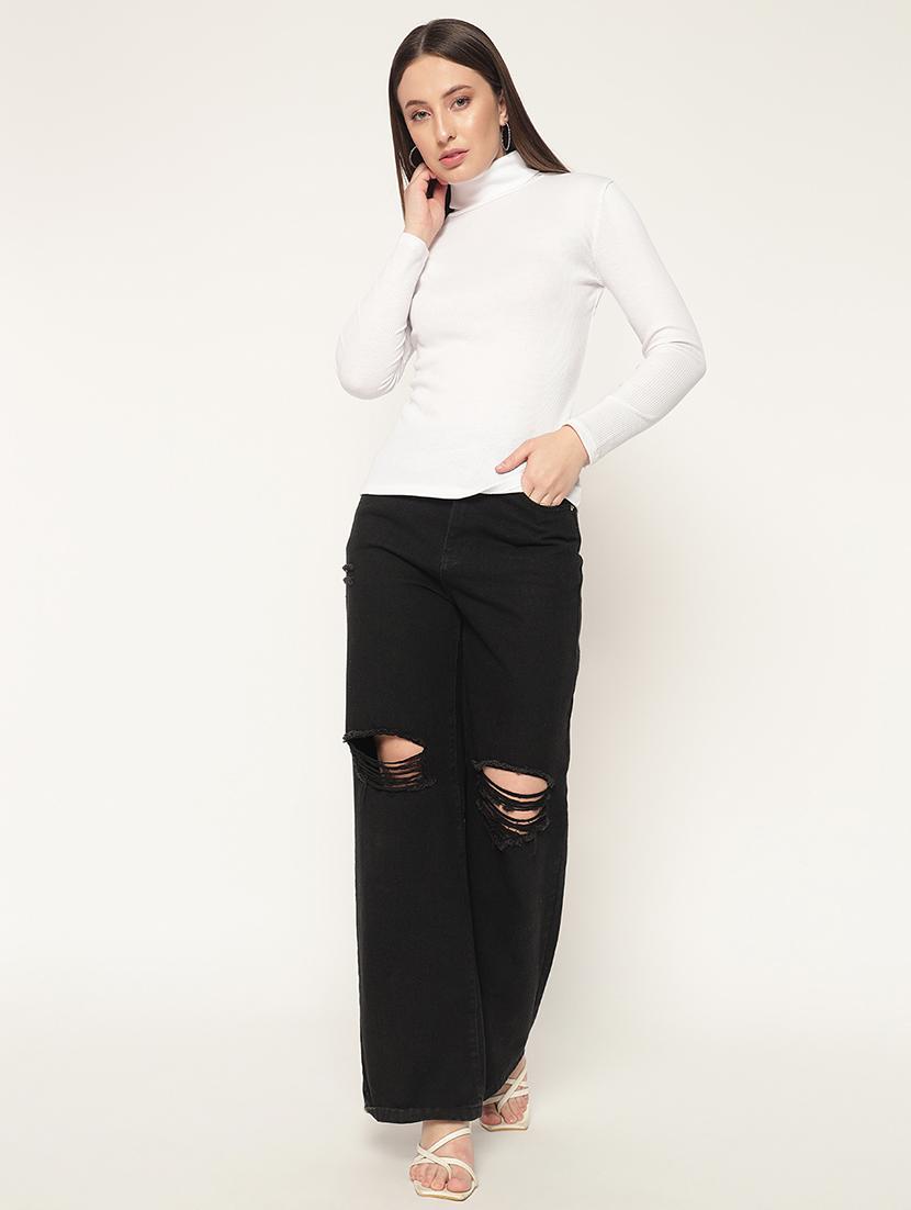 women solid high neck winter wear top - 21677826 - Standard Image - 4
