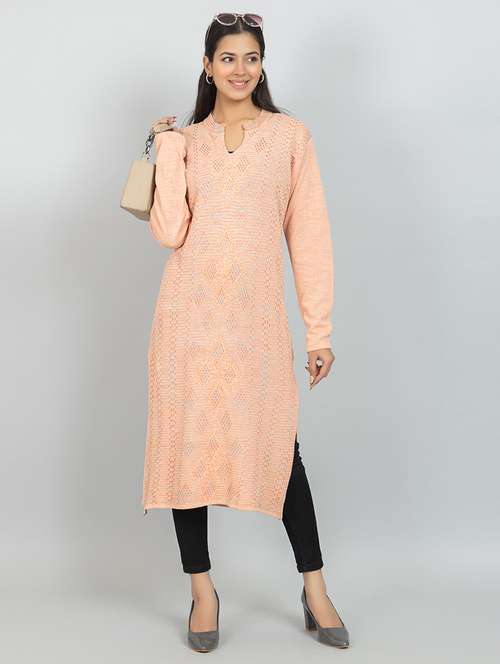 women self designed long kurta woolen kurta - 21677830 -  Standard Image - 0