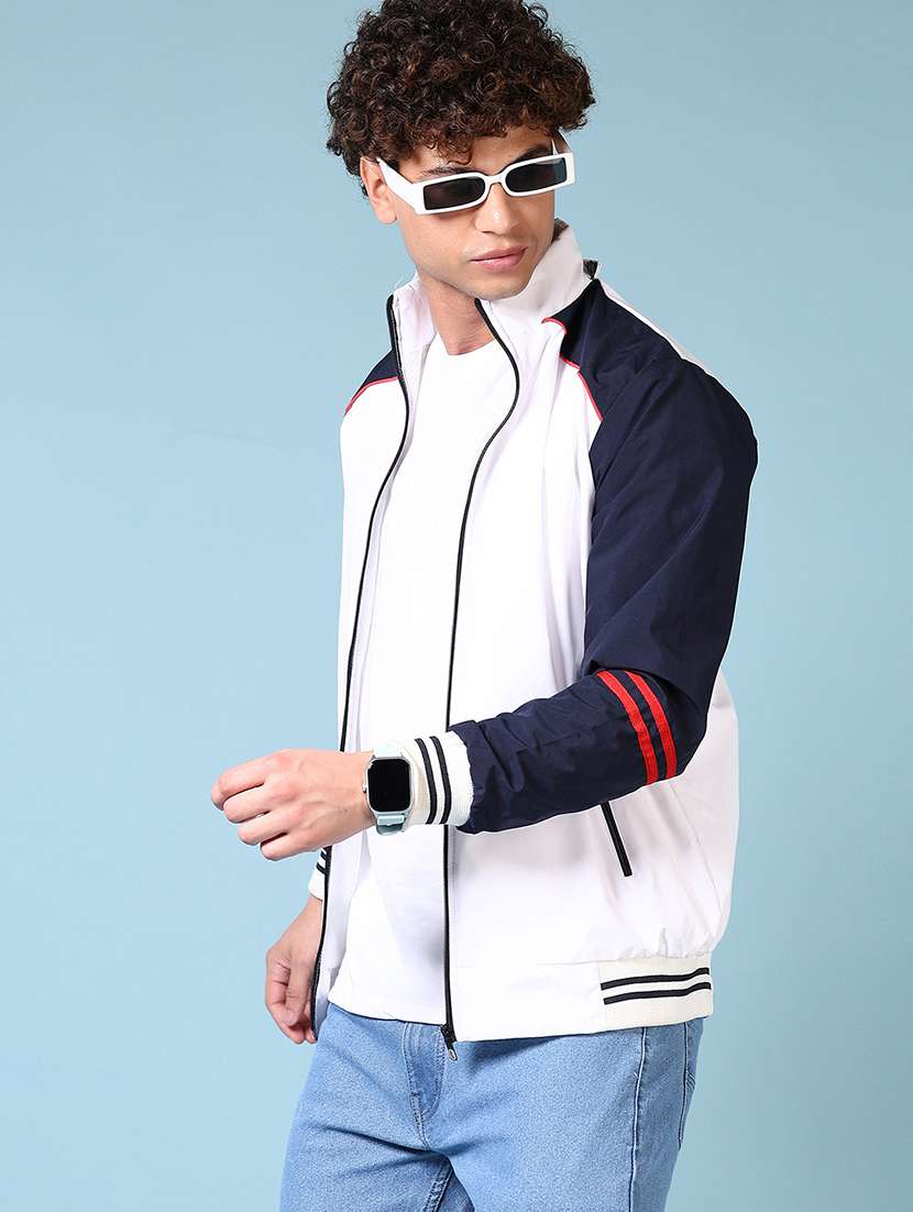 men long sleeves color block bomber jacket - 21677964 -  Standard Image - 1