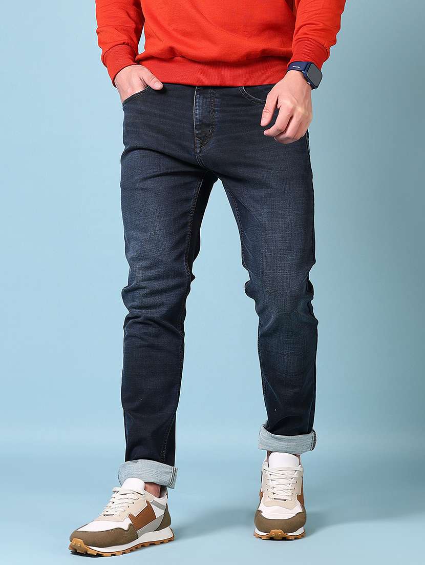 Men Mid Rise Plain Denim Jeans - 21678101 -  Standard Image - 1