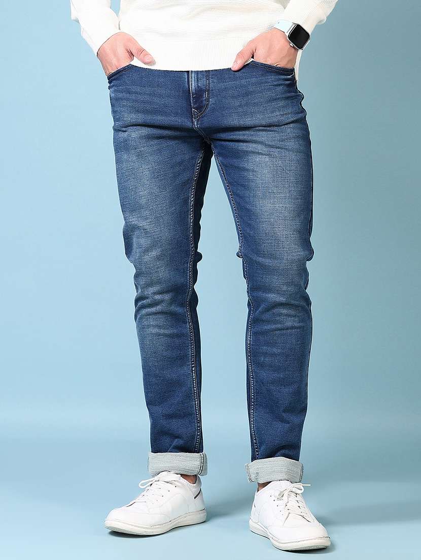 men mid rise plain denim jeans - 21678102 -  Standard Image - 1