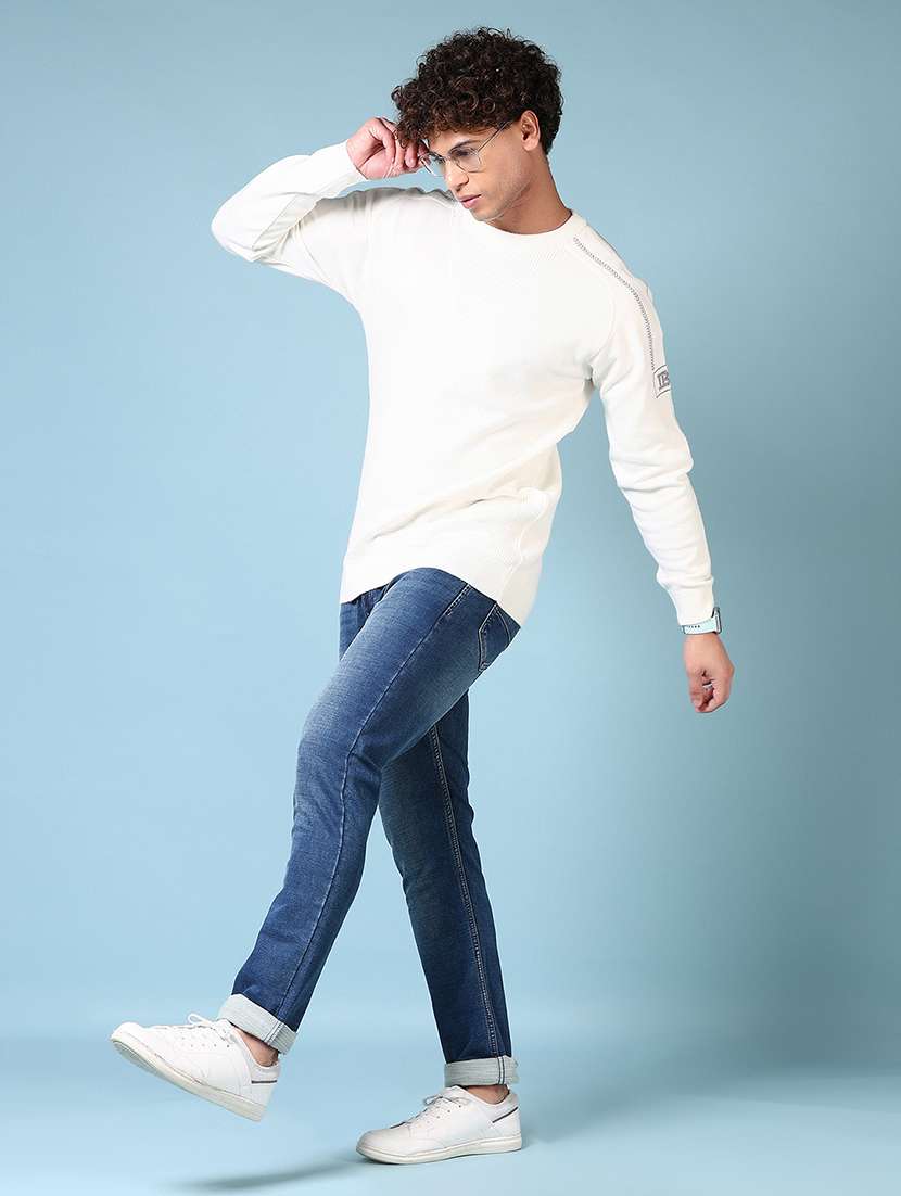 men mid rise plain denim jeans - 21678102 -  Standard Image - 4
