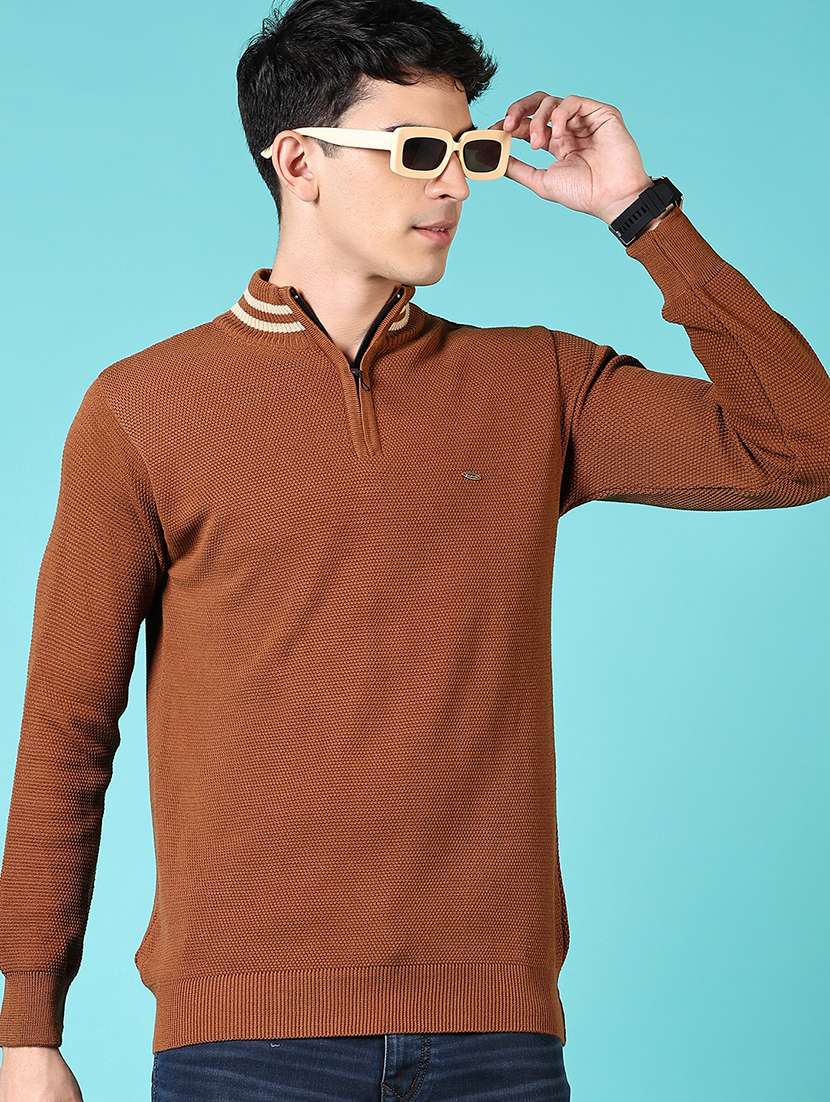 men solid long sleeve pullover sweater - 21678106 -  Standard Image - 1