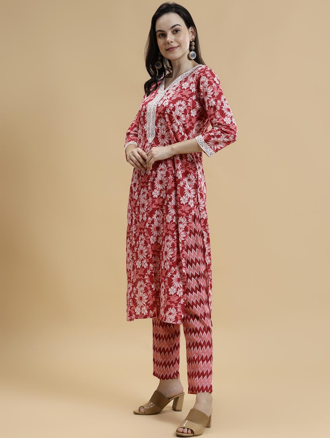 women three quarter sleeve kurta pant with dupatta set - 21678170 - Standard Image - 1
