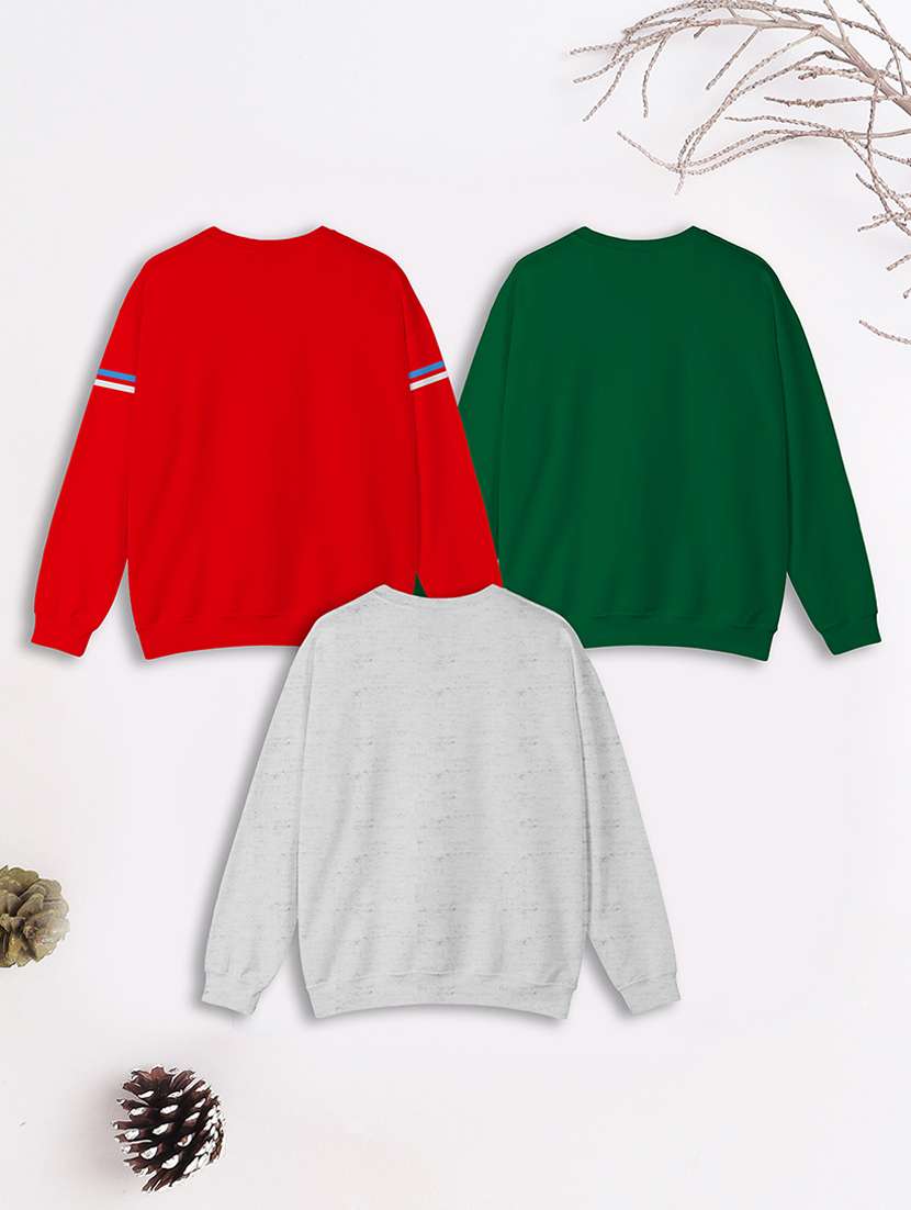 boys pack of 3 printed sweatshirt - 21678202 -  Standard Image - 1