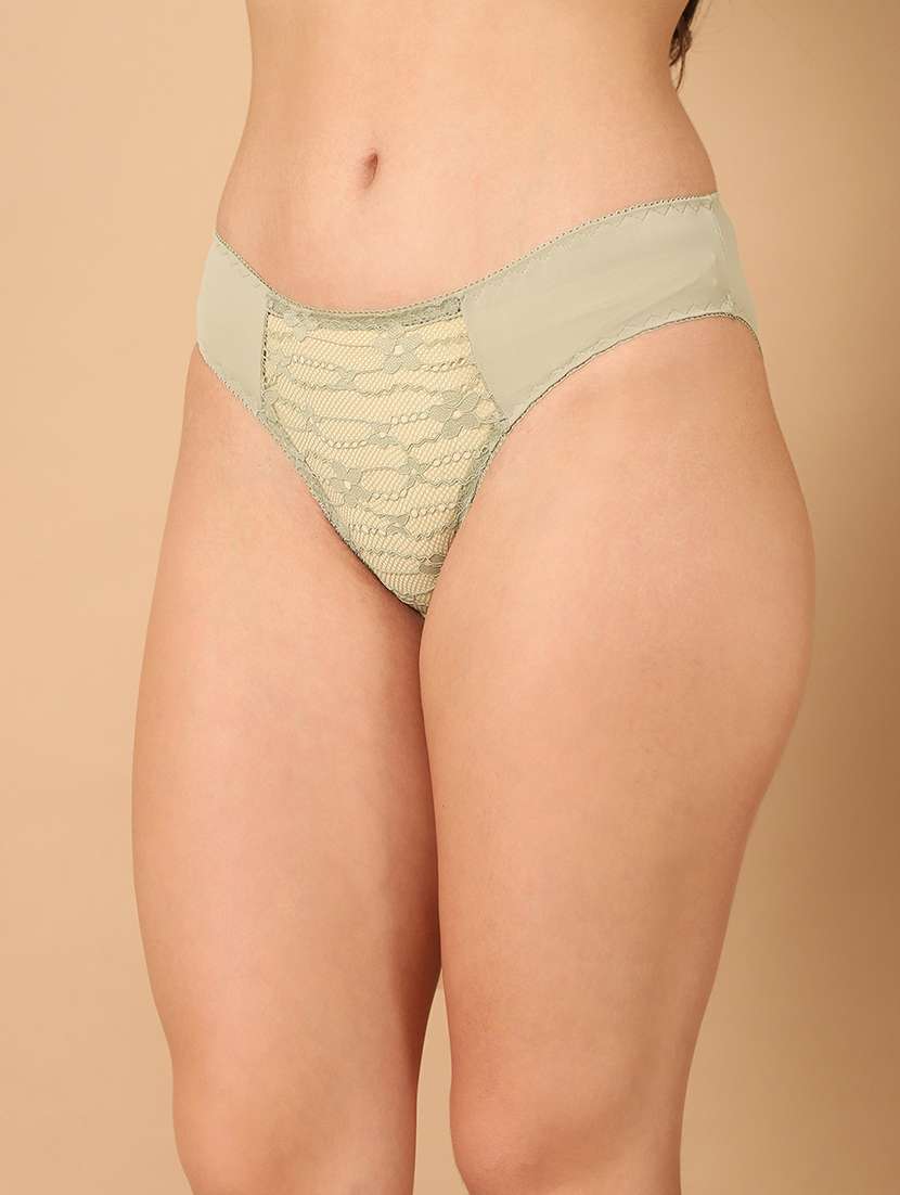 women solid lace detailed mid rise bikini panty - 21678367 -  Standard Image - 1