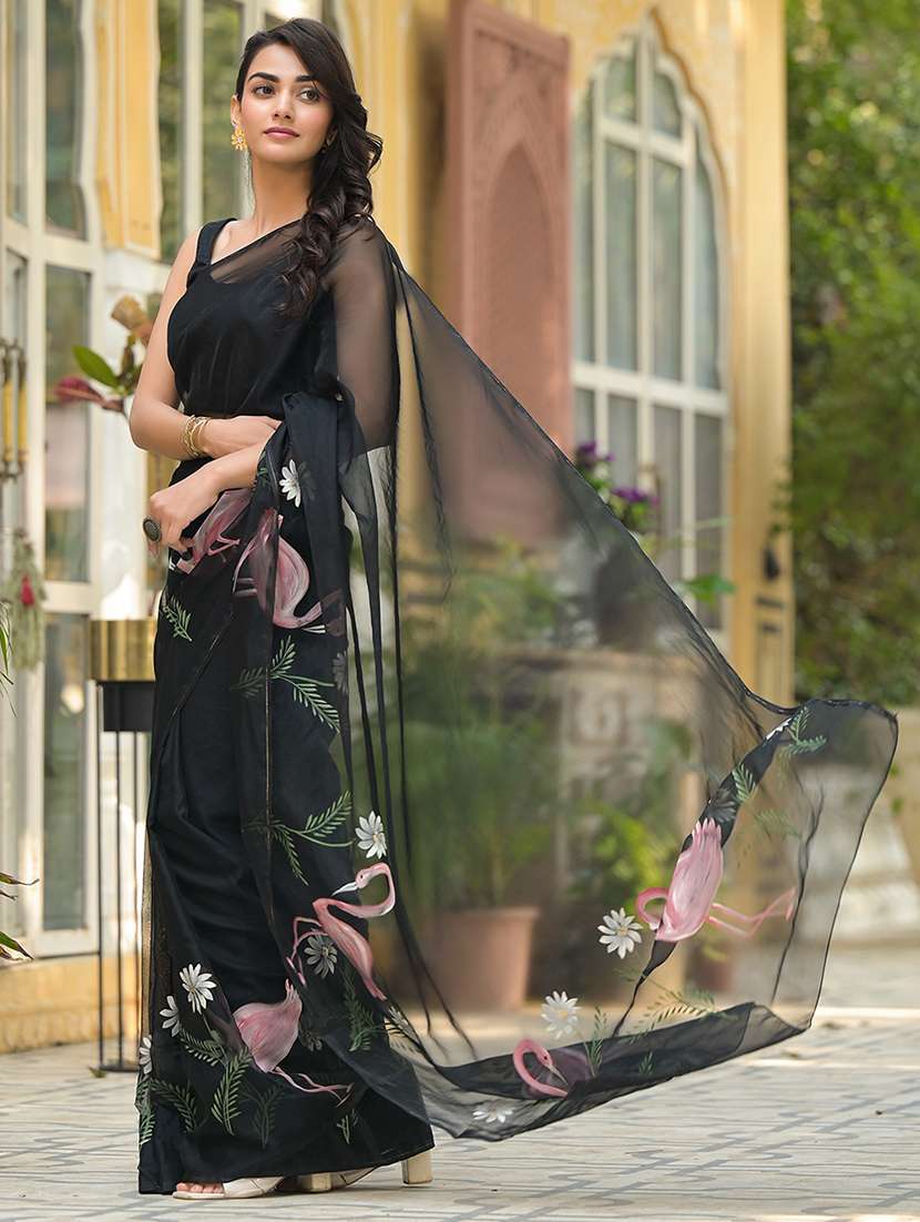 women black floral printed saree - 21678416 -  Standard Image - 1
