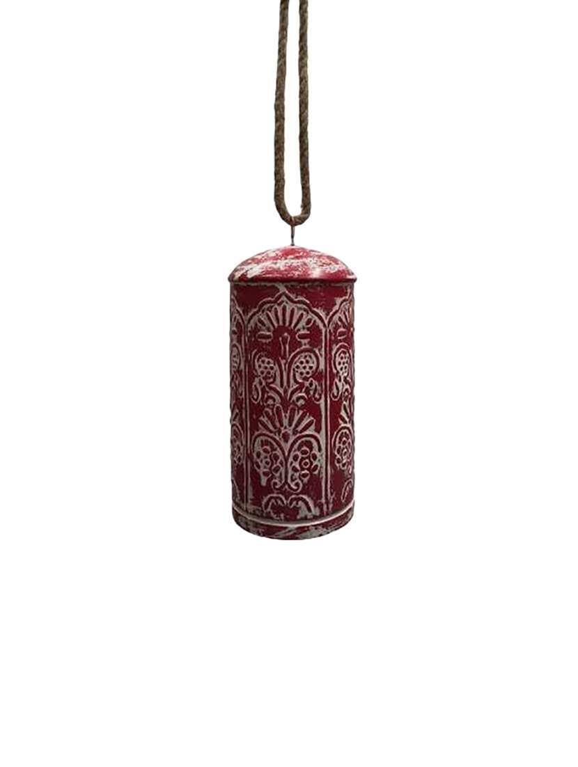 metal hanging bell - handcrafted embossed pattern for aesthetic home decor
