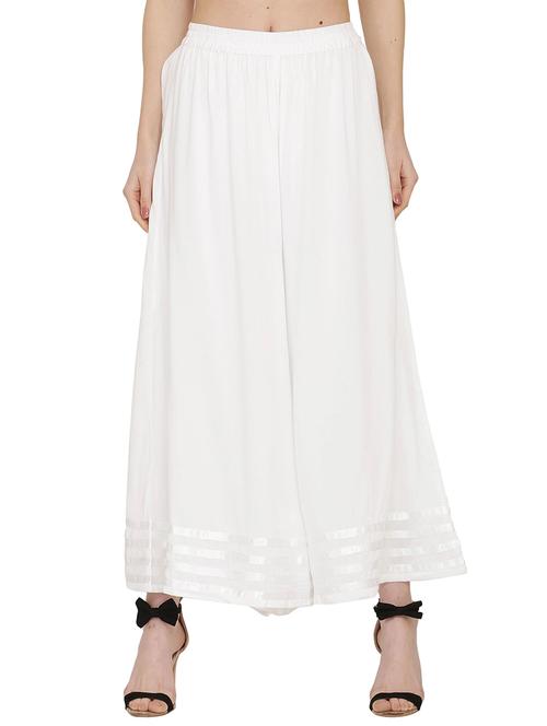 women white solid flared palazzos - 21678610 -  Standard Image - 0
