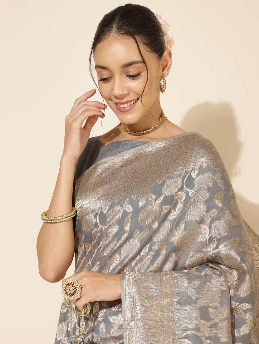 women self design chanderi saree with blouse - 21678621 -  Standard Image - 4