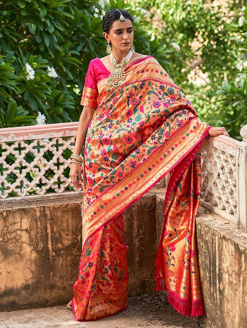 women self design paithani saree with blouse - 21678635 -  Standard Image - 0