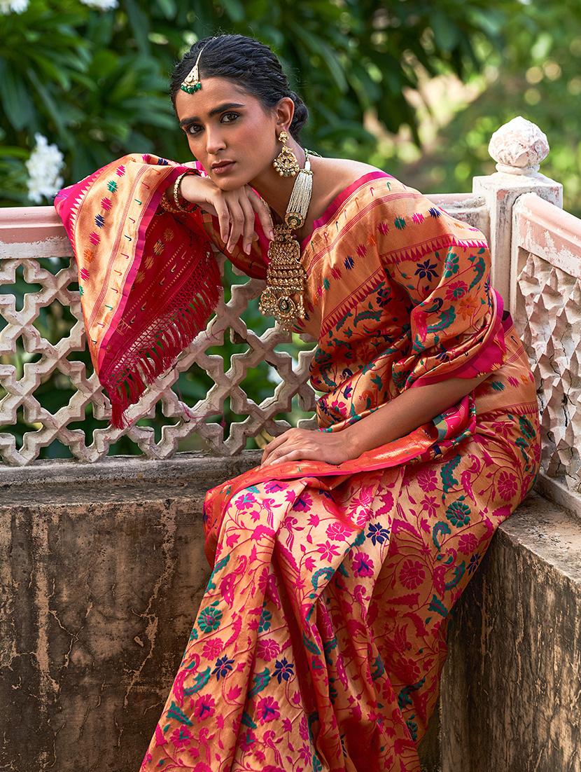 women self design paithani saree with blouse - 21678635 -  Standard Image - 1