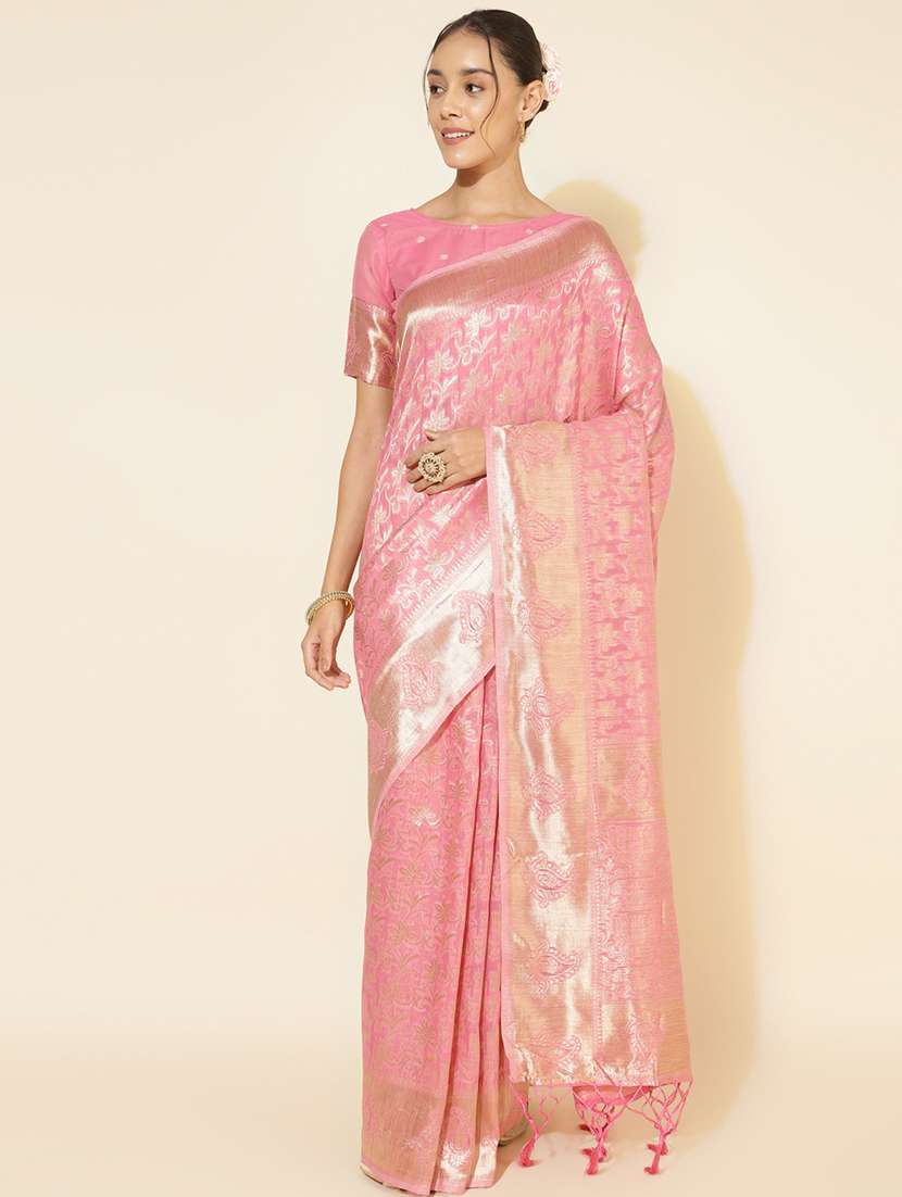 women self design chanderi saree with blouse