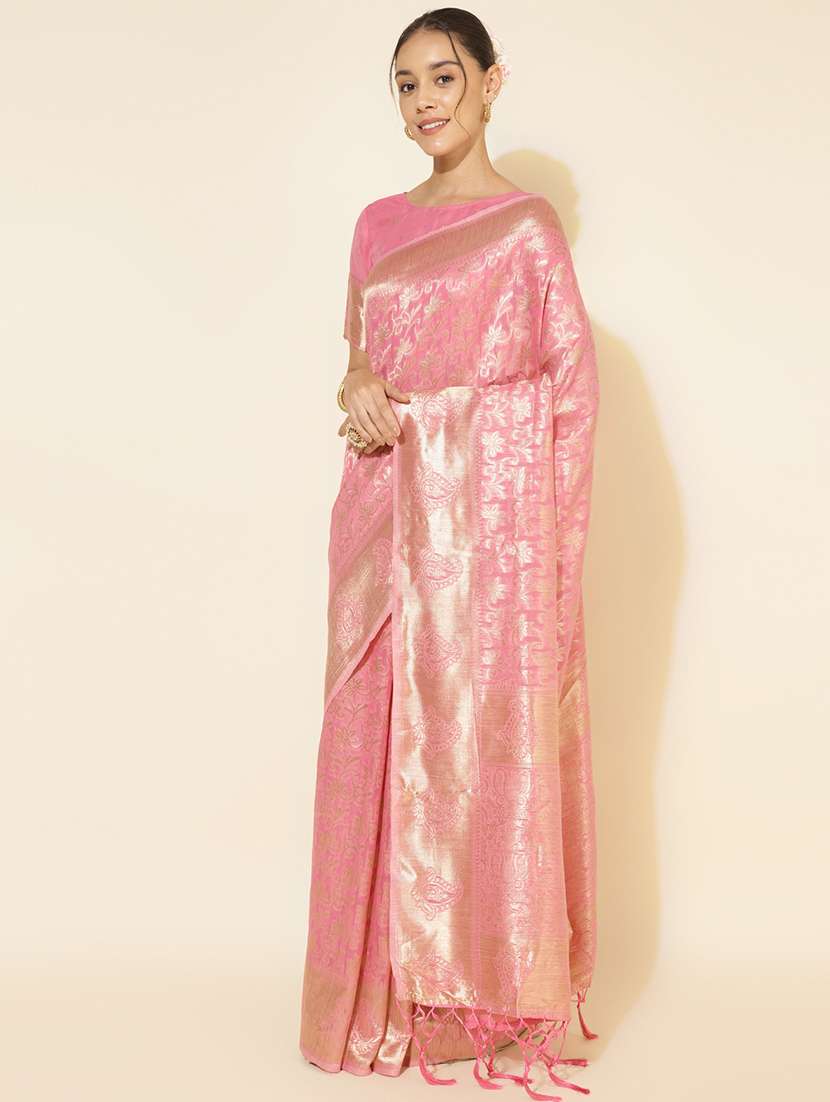 women self design chanderi saree with blouse - 21678646 -  Standard Image - 1