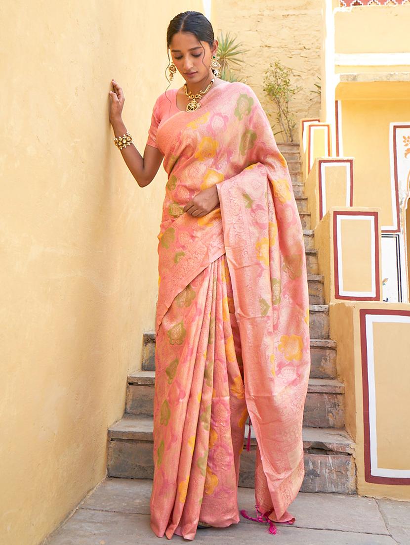 women self design chanderi saree with blouse - 21678653 - Zoom Image - 0