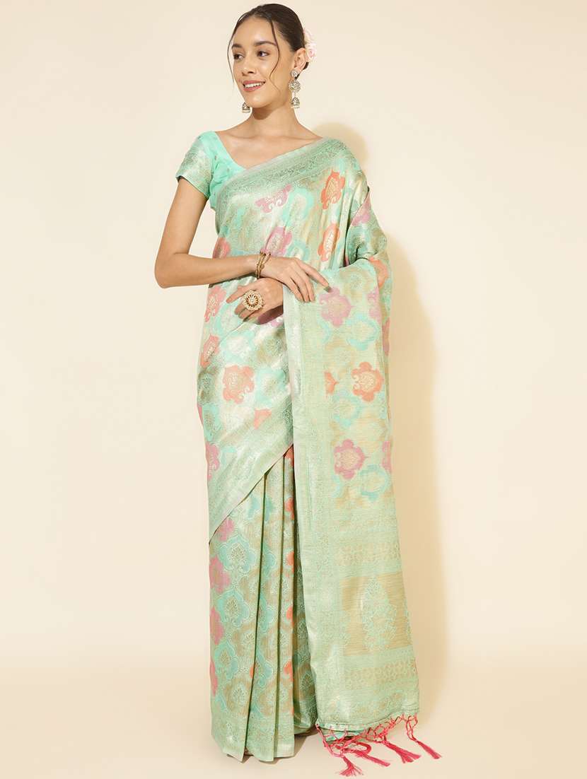 women self design chanderi saree with blouse