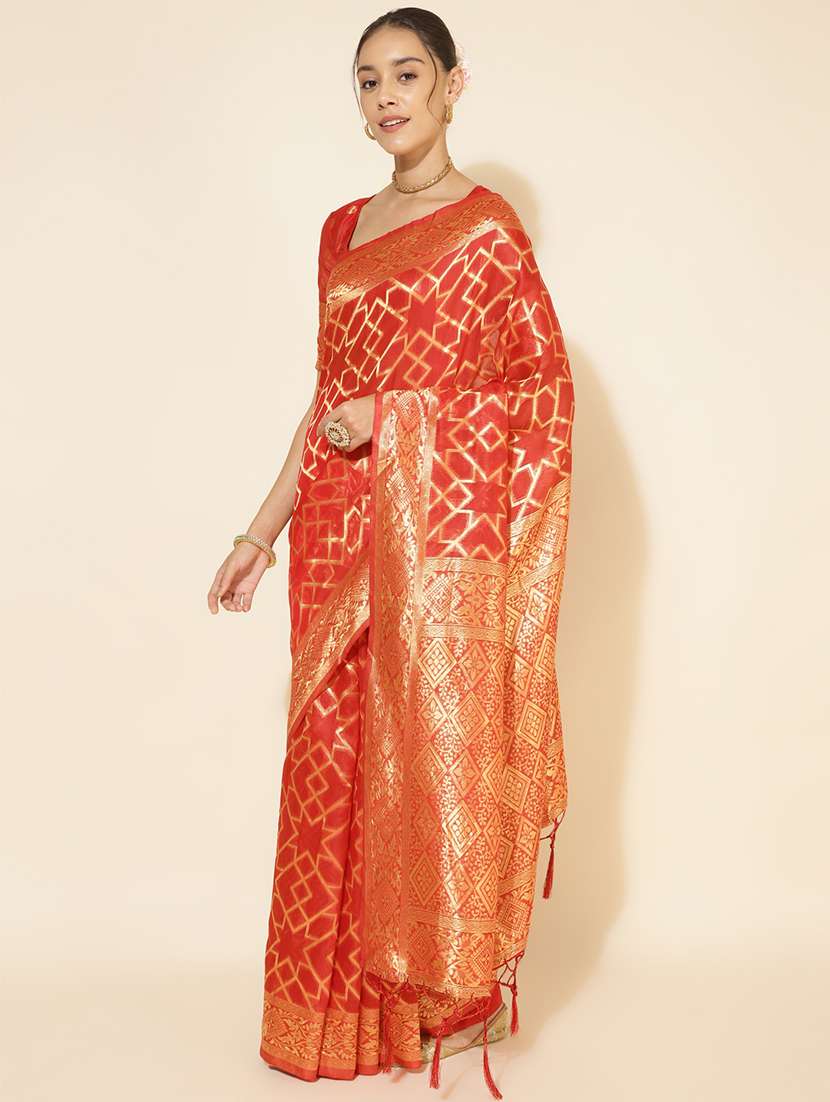 women self design chanderi saree with blouse - 21678675 -  Standard Image - 1