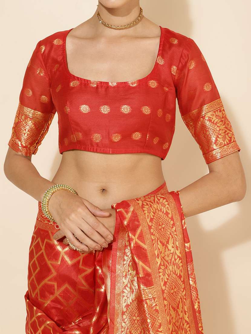 women self design chanderi saree with blouse - 21678675 -  Standard Image - 4