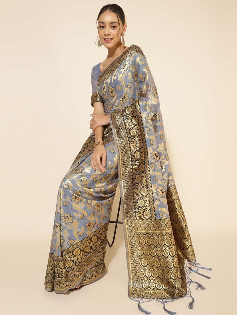 women self design chanderi saree with blouse - 21678676 -  Standard Image - 1