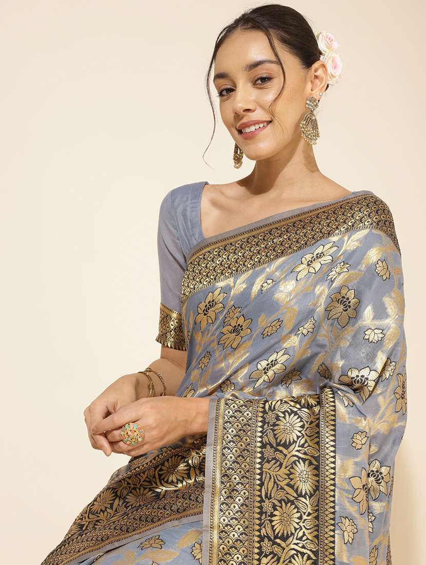 women self design chanderi saree with blouse - 21678676 - Standard Image - 4