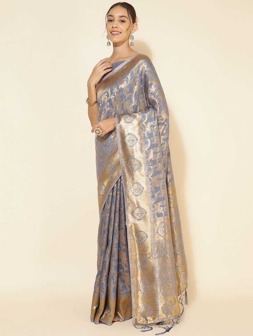 women self design chanderi saree with blouse