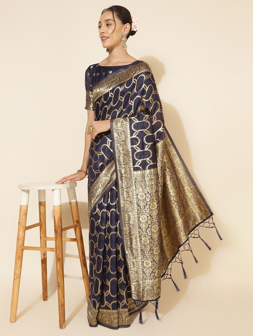women self design chanderi saree with blouse - 21678683 - Zoom Image - 0