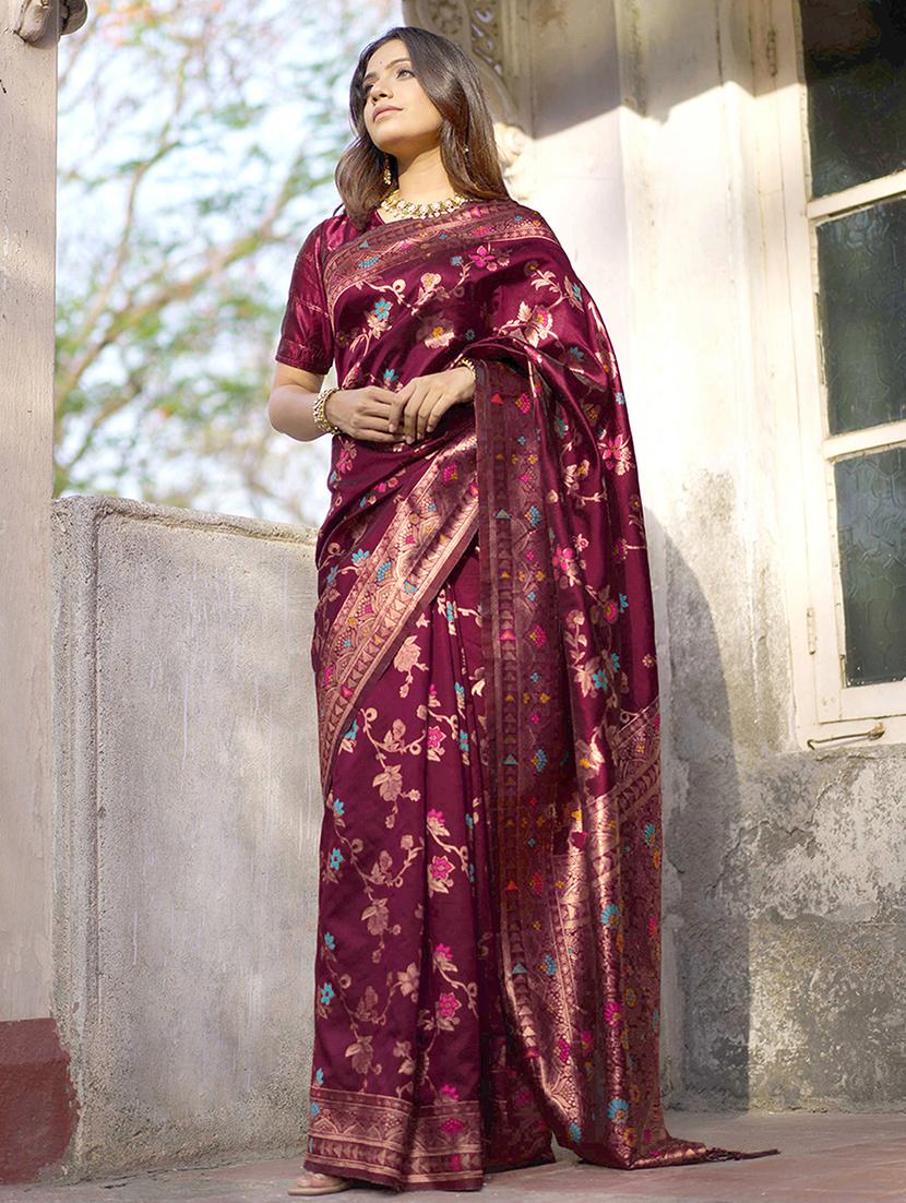 women self design banarasi saree with blouse - 21678714 - Zoom Image - 0