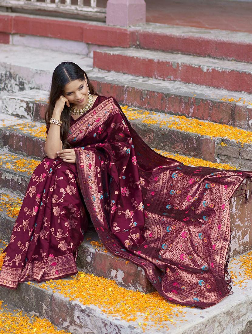 women self design banarasi saree with blouse - 21678714 - Standard Image - 1