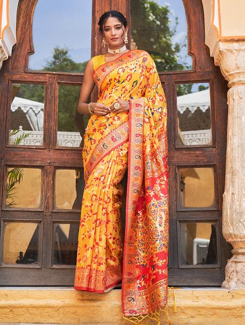 women self design chanderi saree with blouse - 21678724 -  Standard Image - 0