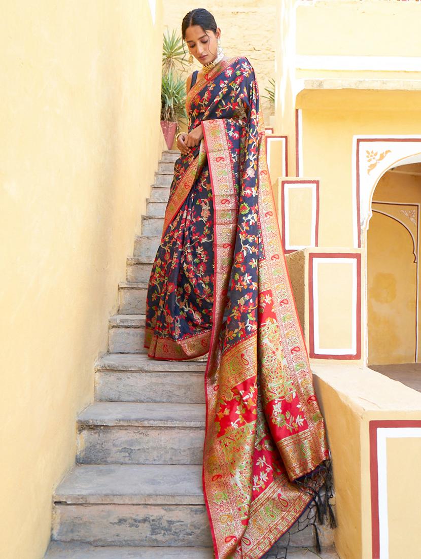 women self design chanderi saree with blouse - 21678725 -  Standard Image - 1