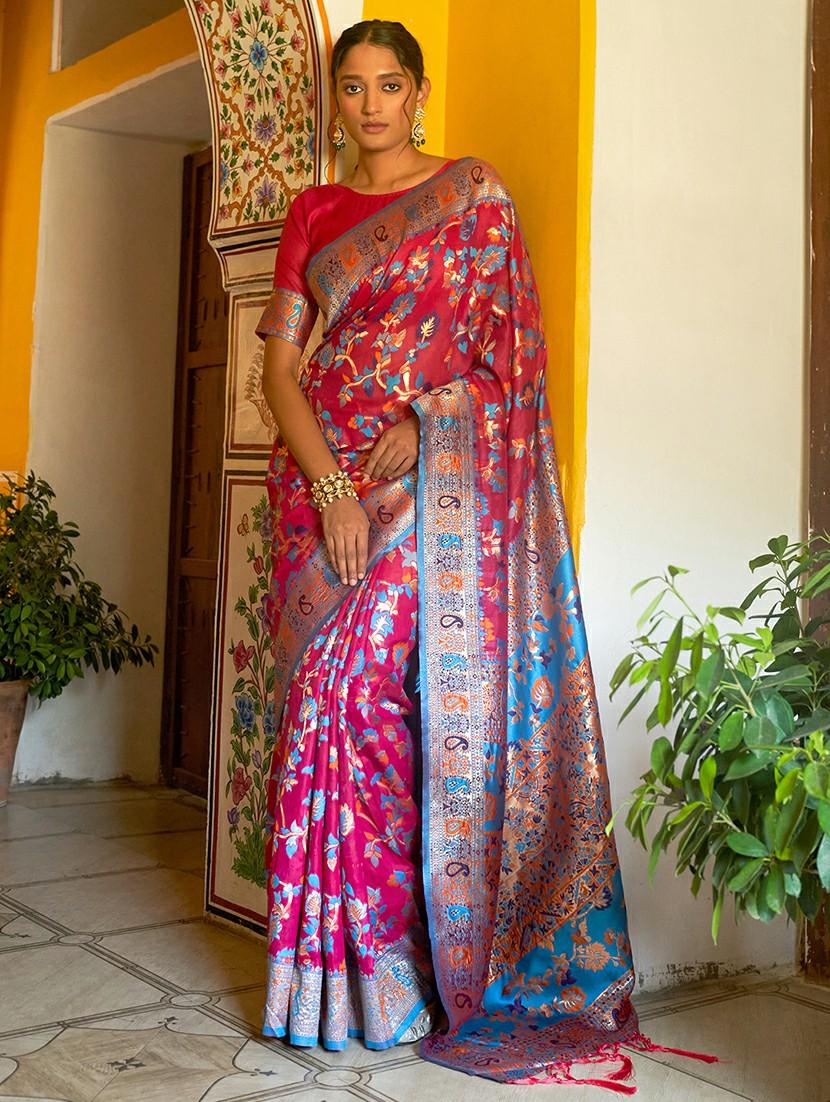 women self design chanderi saree with blouse - 21678726 -  Zoom Image - 0