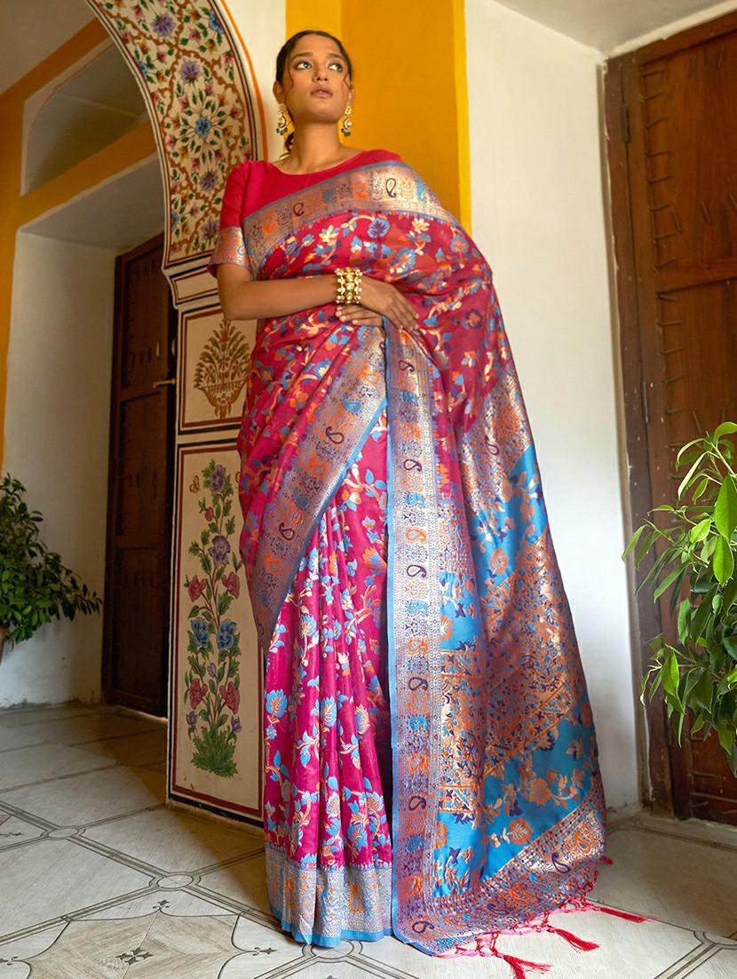 women self design chanderi saree with blouse - 21678726 -  Standard Image - 1