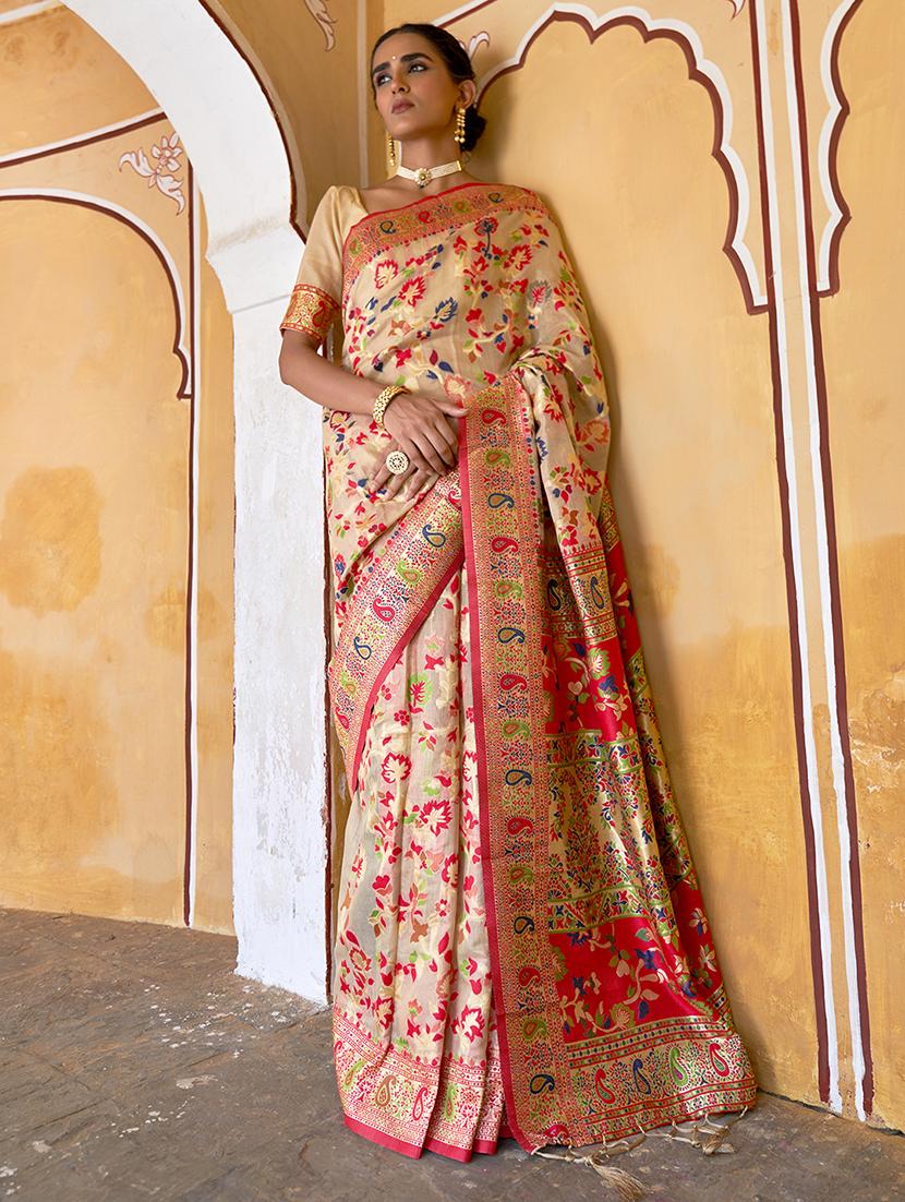 women self design chanderi saree with blouse - 21678727 -  Zoom Image - 0